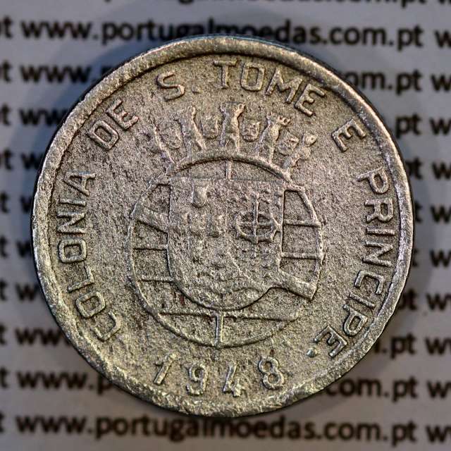 São Tomé e Príncipe, 50 Centavos 1948 Alpaca, Ex-colónia portuguesa,  (BC), World Coins Saint Thomas & Prince Island KM 8
