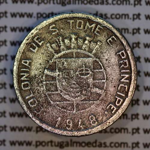 São Tomé and Príncipe, 50 Centavos 1948 Bronze-nickel, former Portuguese colony, (F), WorldCoins Saint Thomas & Prince KM8