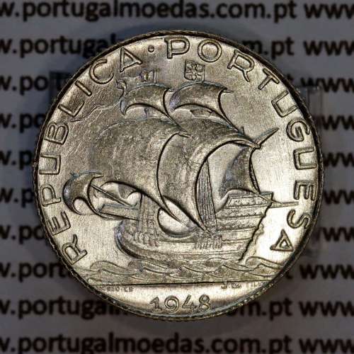 Portugal, silver coin 2$50 Escudos 1948, 2-1/2 or 2.5 Escudos 1948 Portuguese Republic, (UNC), World Coins Portugal KM 580