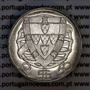 Portugal, silver coin 2$50 Escudos 1948, 2-1/2 or 2.5 Escudos 1948 Portuguese Republic, (UNC), World Coins Portugal KM 580