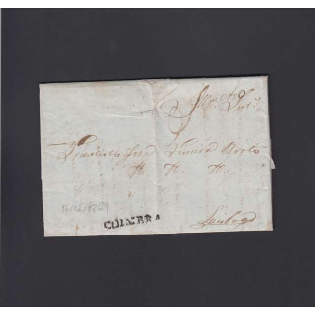 Carta Pré-Filatélica circulada de Coimbra para Lisboa datada de 10-12-1829