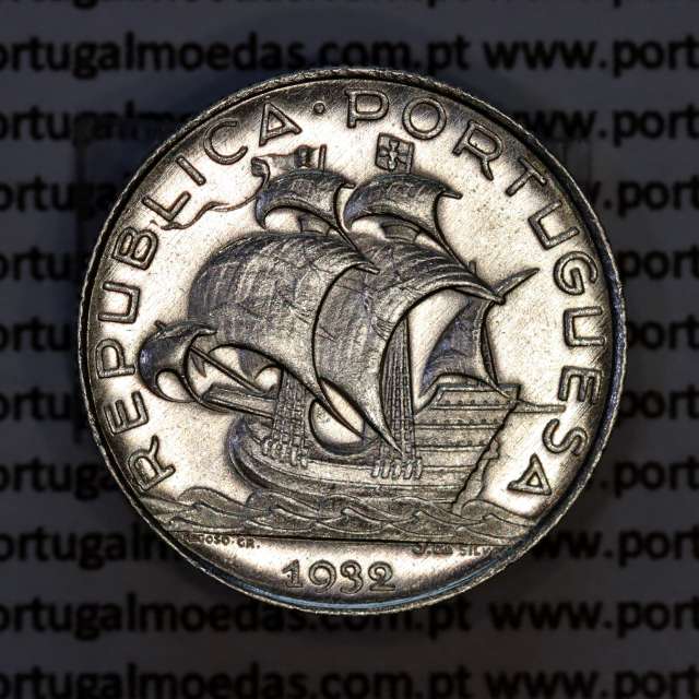 Portugal, silver coin 2$50 Escudos 1932, 2-1/2 or 2.5 Escudos 1932 Portuguese Republic, (AU), World Coins Portugal KM 580