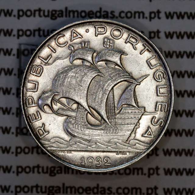 2$50 Escudos 1932 prata, 2 escudos e 50 centavos 1932 em prata da Republica Portuguesa, (Bela), World Coins Portugal KM 580