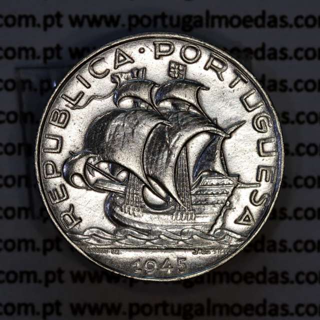 Portugal, silver coin 2$50 Escudos 1945, 2-1/2 or 2.5 Escudos 1945 Portuguese Republic, (VF+), World Coins Portugal KM 580
