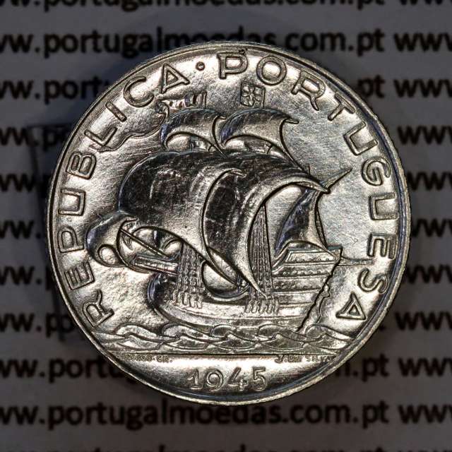 Portugal, silver coin 2$50 Escudos 1945, 2-1/2 or 2.5 Escudos 1945 Portuguese Republic, (VF+), World Coins Portugal KM 580