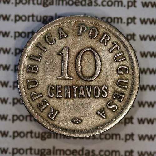 10 Centavos 1923 Cupro-Níquel Angola, Ex-Colónia portuguesa de Angola, (MBC+), World Coins Angola KM 63