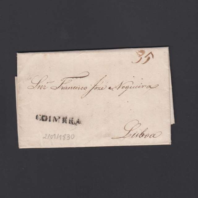 Carta Pré-Filatélica circulada de Coimbra para Lisboa datada de 02-01-1830