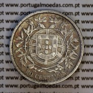 20 centavos 1913 prata, $20 centavos prata 1913 da Republica Portuguesa, (BC+/MBC), World Coins Portugal KM 562