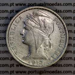 Portugal, silver coin of 20 centavos 1913, $20 centavos 1913 silver of the Portuguese Republic, (VF+), W. Coins Portugal KM562