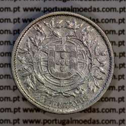 20 centavos 1913 prata, $20 centavos prata 1913 da Republica Portuguesa, (MBC+), World Coins Portugal KM 562-3