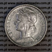 20 centavos 1913 prata, $20 centavos prata 1913 da Republica Portuguesa, (MBC+), World Coins Portugal KM 562-4