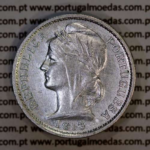 Portugal, silver coin of 20 centavos 1913, $20 centavos 1913 silver of the Portuguese Republic, (VF+), W. Coins Portugal KM562