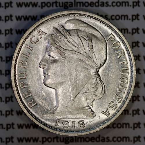 20 centavos 1916 prata da Republica Portuguesa, $20 centavos prata 1916, (Bela-), World Coins Portugal KM 562