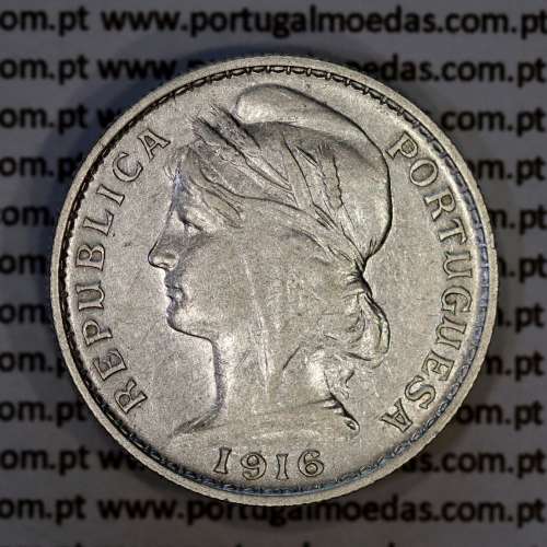Portugal, silver coin of 20 centavos 1916, $20 centavos of the Portuguese Republic, (VF+), World Coins Portugal KM 562