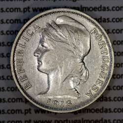 20 centavos 1916 prata da Republica Portuguesa, $20 centavos prata 1916, (MBC), World Coins Portugal KM 562