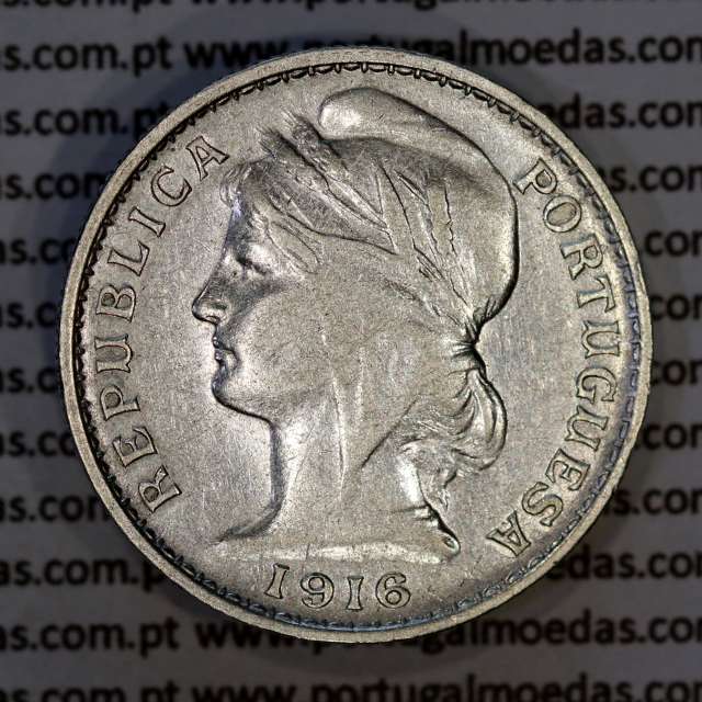 20 centavos 1916 prata da Republica Portuguesa, $20 centavos prata 1916, (MBC), World Coins Portugal KM 562