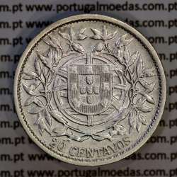 Portugal, silver coin of 20 centavos 1916, $20 centavos of the Portuguese Republic, (VF), World Coins Portugal KM 562