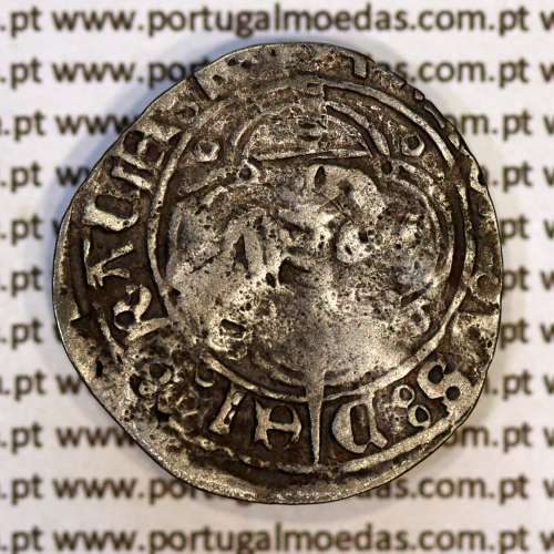 Espadim coin of King Afonso V (1438–1481), a rare variant with the obverse legend separated by double annulets "8"