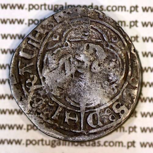 Espadim coin of King Afonso V (1438–1481), a rare variant with the obverse legend separated by double annulets "8"