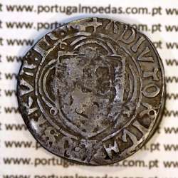 Espadim coin of King Afonso V (1438–1481), a rare variant with the obverse legend separated by double annulets "8"