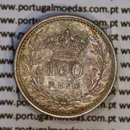 Portugal, silver coin 100 réis 1909, D. Manuel II, silver tostão 1909, (VF+), World Coins Portugal KM 548