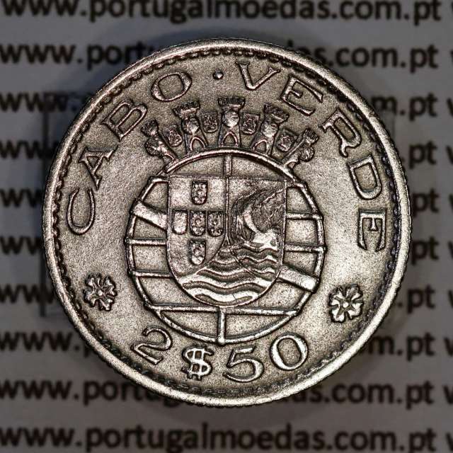 Cape Verde, Copper-Nickel coin of 2 1/2 Escudos 1953, 2$50 Escudos 1953 Copper-Nickel, (VF+/XF), World Coins Cape Verde KM 9