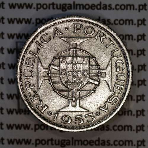 Cape Verde, Copper-Nickel coin of 2 1/2 Escudos 1953, 2$50 Escudos 1953 Copper-Nickel, (VF+/XF), World Coins Cape Verde KM 9