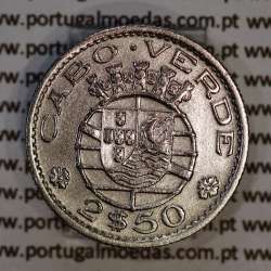 Cabo Verde, 2$50 1953 cuproníquel, dois escudos e cinquenta centavos 1953 cuproníquel, (MBC+/Bela-), World Coins Cape Verde KM 9