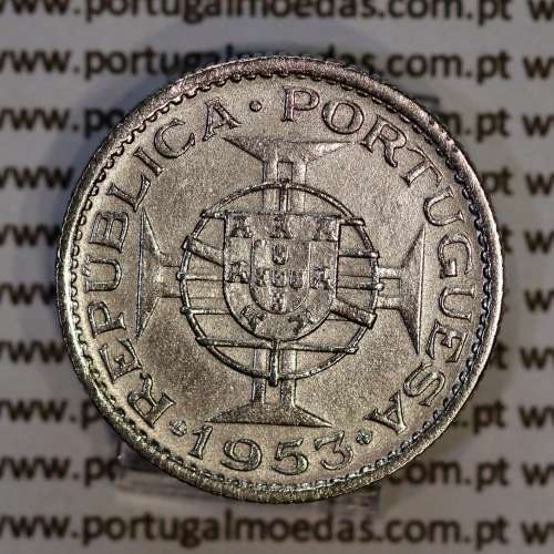 Cape Verde, Copper-Nickel coin of 2 1/2 Escudos 1953, 2$50 Escudos 1953 Copper-Nickel, (VF+/XF), World Coins Cape Verde KM 9