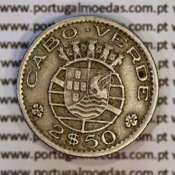 Cape Verde, Copper-Nickel coin of 2 1/2 Escudos 1953, 2$50 Escudos 1953 Copper-Nickel, (VF+), World Coins Cape Verde KM 9