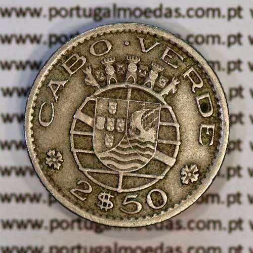 Cabo Verde, 2$50 1953 cuproníquel, dois escudos e cinquenta centavos 1953 cuproníquel, (MBC+), World Coins Cape Verde KM 9