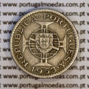 Cape Verde, Copper-Nickel coin of 2 1/2 Escudos 1953, 2$50 Escudos 1953 Copper-Nickel, (VF+), World Coins Cape Verde KM 9