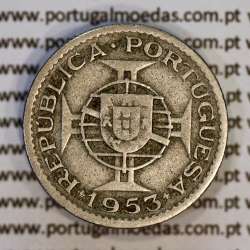 Cabo Verde, 2$50 1953 cuproníquel, dois escudos e cinquenta centavos 1953 cuproníquel, (BC+), World Coins Cape Verde KM 9