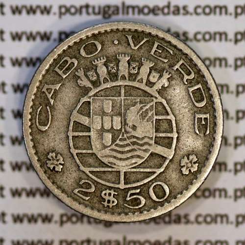 Cabo Verde, 2$50 1953 cuproníquel, dois escudos e cinquenta centavos 1953 cuproníquel, (BC+), World Coins Cape Verde KM 9