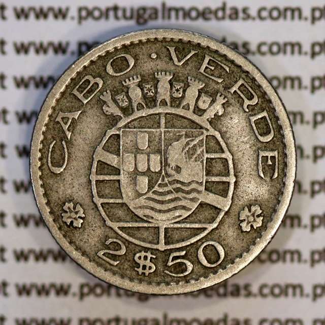 Cape Verde, Copper-Nickel coin of 2 1/2 Escudos 1953, 2$50 Escudos 1953 Copper-Nickel, (F+/VF-), World Coins Cape Verde KM 9