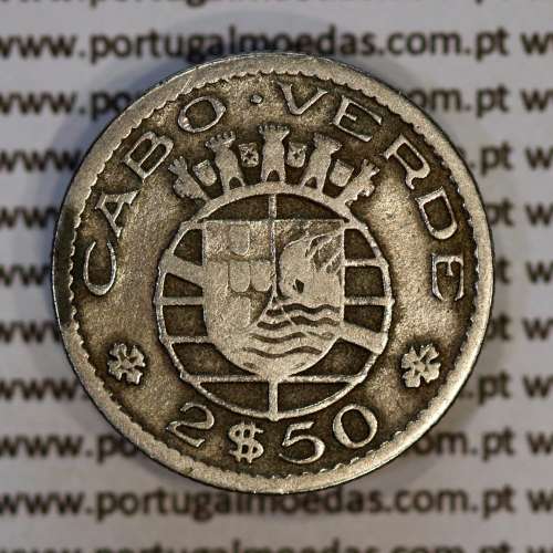 Cape Verde, Copper-Nickel coin of 2 1/2 Escudos 1953, 2$50 Escudos 1953 Copper-Nickel, (F), World Coins Cape Verde KM 9