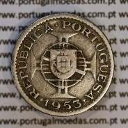 Cape Verde, Copper-Nickel coin of 2 1/2 Escudos 1953, 2$50 Escudos 1953 Copper-Nickel, (F), World Coins Cape Verde KM 9