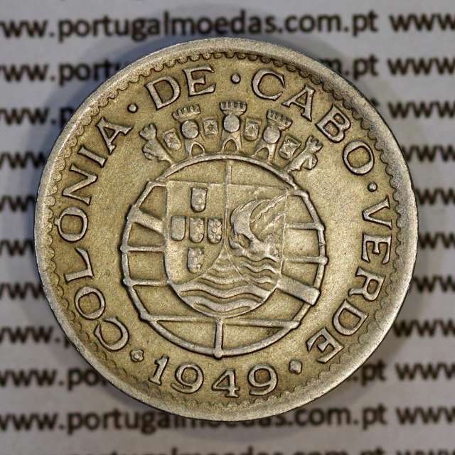 50 Centavos 1949 Nickel brass of Cape Verde, 50 Centavos 1949, former Portuguese colony, (VF+), World Coins Cape Verde KM6