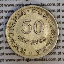 50 centavos 1949 alpaca de Cabo Verde, Ex-Colónia portuguesa de Cabo verde, (MBC+), World Coins Cape Verde KM 6