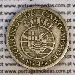 50 centavos 1949 alpaca de Cabo Verde, Ex-Colónia portuguesa de Cabo verde, (BC+/MBC), World Coins Cape Verde KM 6