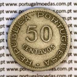 50 centavos 1949 alpaca de Cabo Verde, Ex-Colónia portuguesa de Cabo verde, (BC+/MBC), World Coins Cape Verde KM 6