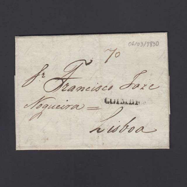 Carta Pré-Filatélica circulada de Coimbra para Lisboa datada de 06-03-1830