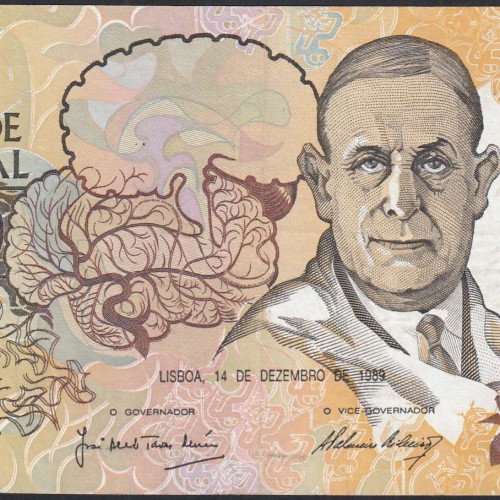 Nota de 10000 Escudos Egas Moniz 14 de Dezembro 1989, Chapa 1, Banco de Portugal, World Paper Money Pick 185b, (Circulada)