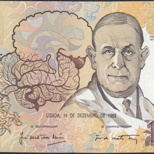 Nota de 10000 Escudos Egas Moniz 14 de Dezembro 1989, Chapa 1, Banco de Portugal, World Paper Money Pick 185b, (Circulada)
