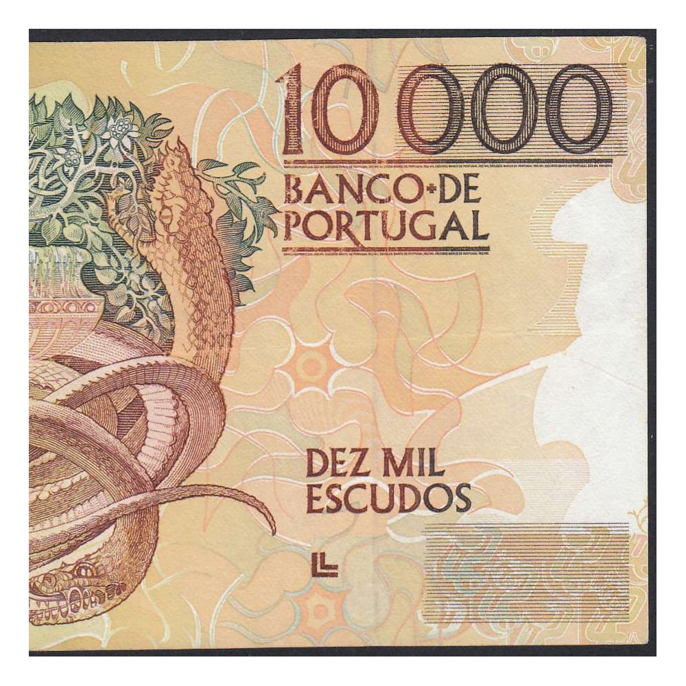 Nota de 10000 Escudos Egas Moniz 14 de Dezembro 1989, Chapa 1, Banco de Portugal, World Paper Money Pick 185b, (Circulada)