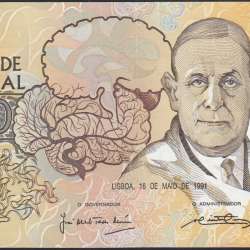 10,000 Escudos Banknote Egas Moniz May 16, 1991, Plate 1, Bank of Portugal, World Paper Money Pick 185c, (Circulated)