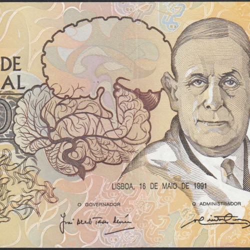 Nota de 10000 Escudos Egas Moniz 16 de Maio 1991, Chapa 1, Banco de Portugal, World Paper Money Pick 185c, (Circulada)
