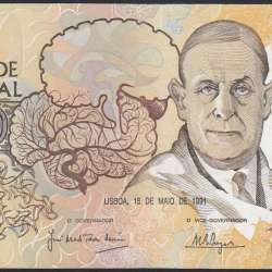 10,000 Escudos Banknote Egas Moniz May 16, 1991, Plate 1, Bank of Portugal, World Paper Money Pick 185c, (Circulated)