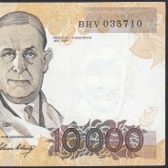 Nota de 10000 Escudos Egas Moniz 16 de Maio 1991, Chapa 1, Banco de Portugal, World Paper Money Pick 185c, (Circulada)