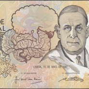 10,000 Escudos Banknote Egas Moniz May 16, 1991, Plate 1, Bank of Portugal, World Paper Money Pick 185c, (Circulated)